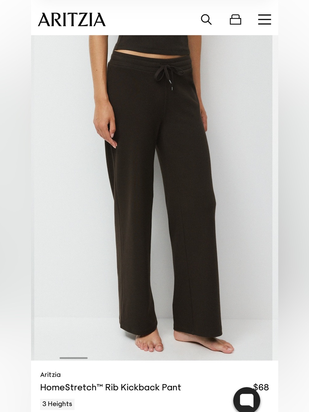 Aritzia HomeStretch Rib Kickback Pant and Long sleeve